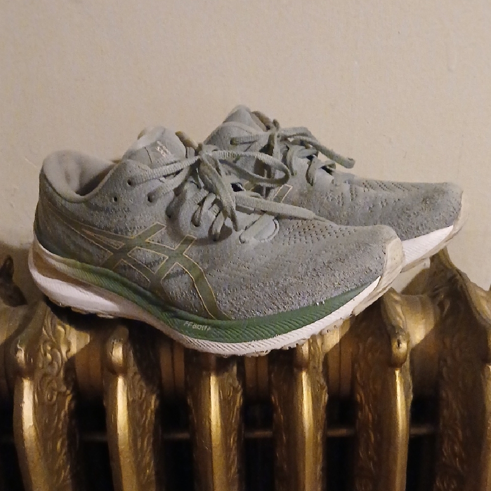 Asics Gray and Olive Athletic Sneakers